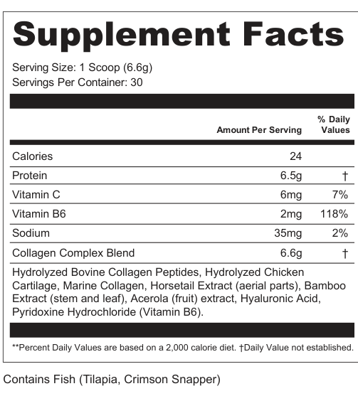 Supplement Facts for Collagen Complex