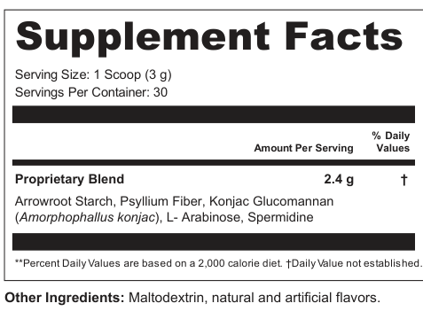 Supplement Facts for Cognitive Powder